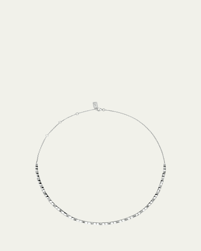 Be Spiked 18K White Gold Diamond Tennis Necklace
